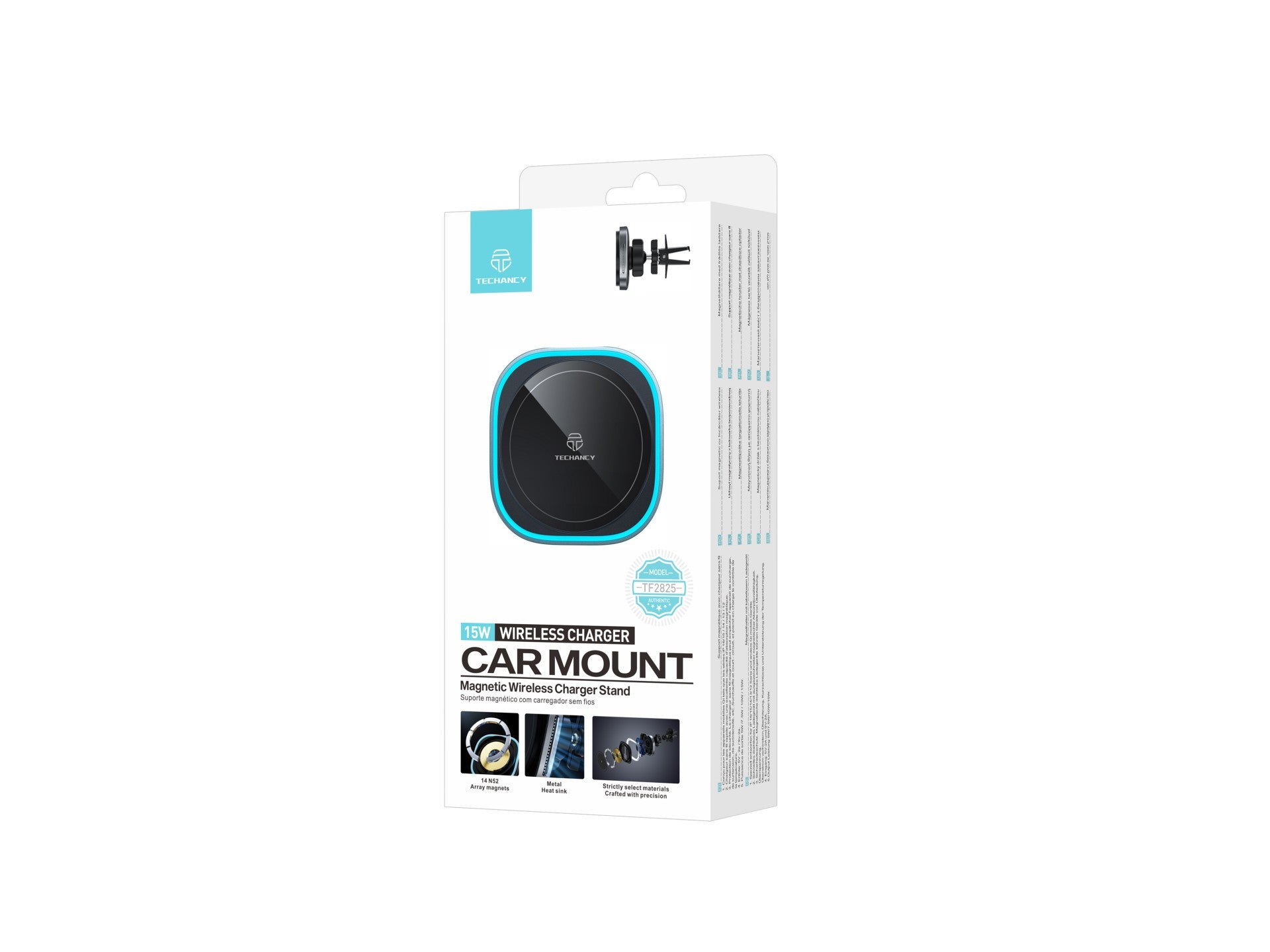 Techancy Suporte Magnético  TF2825, carregador sem fio 15W, compatível