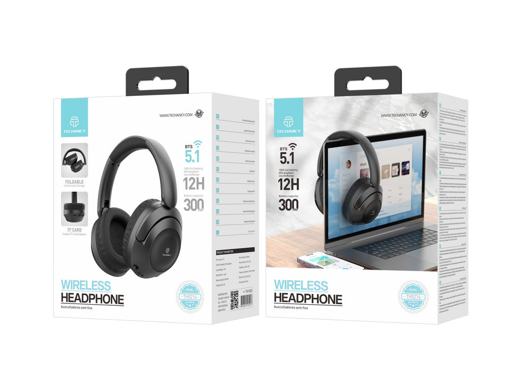 Techancy Auscultadores Sem Fios TH5214, Reprodução De Música 12h,