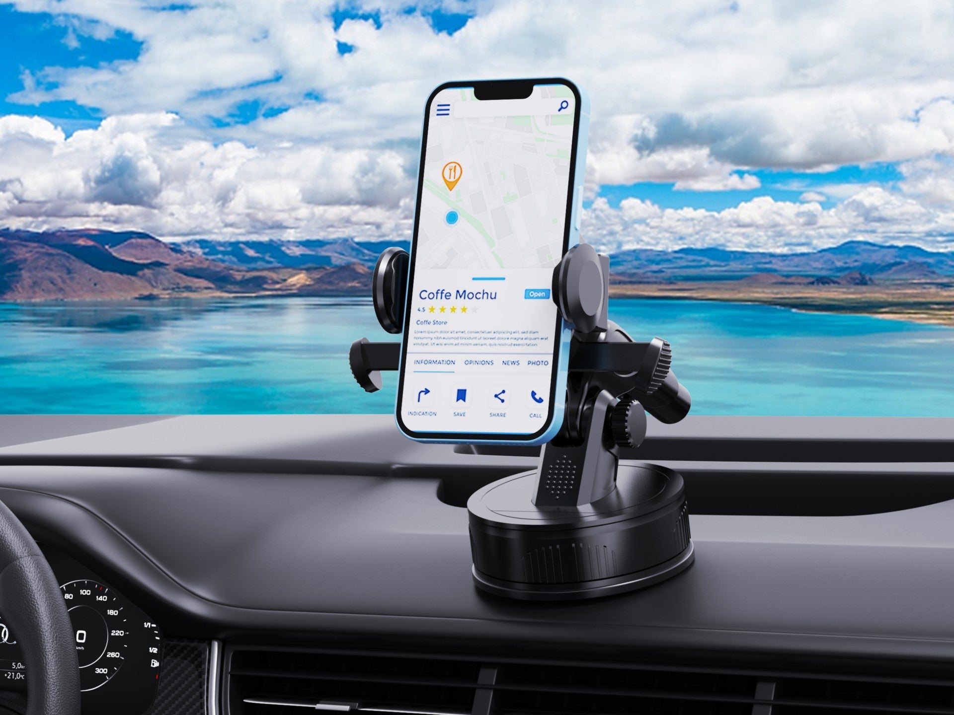 Suporte adesivo para telemóvel para carro Techancy, TI2275,