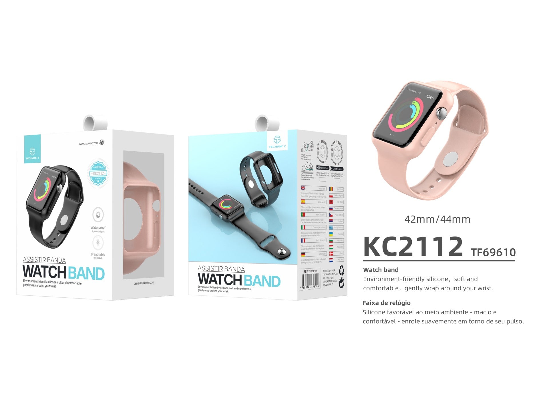 Pulseira para relógio totalmente adesiva Techancy, KC2112, compatível