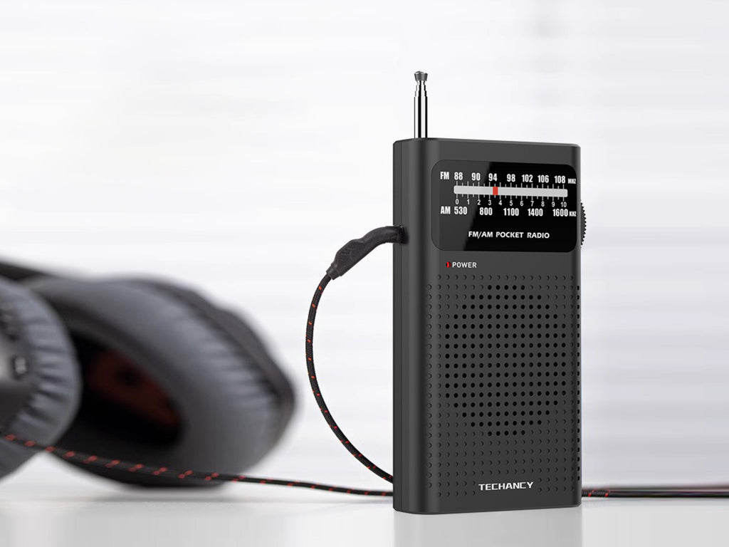 Techancy MJ2924 Radio portatil FM AM com sintonia manual entrada fone