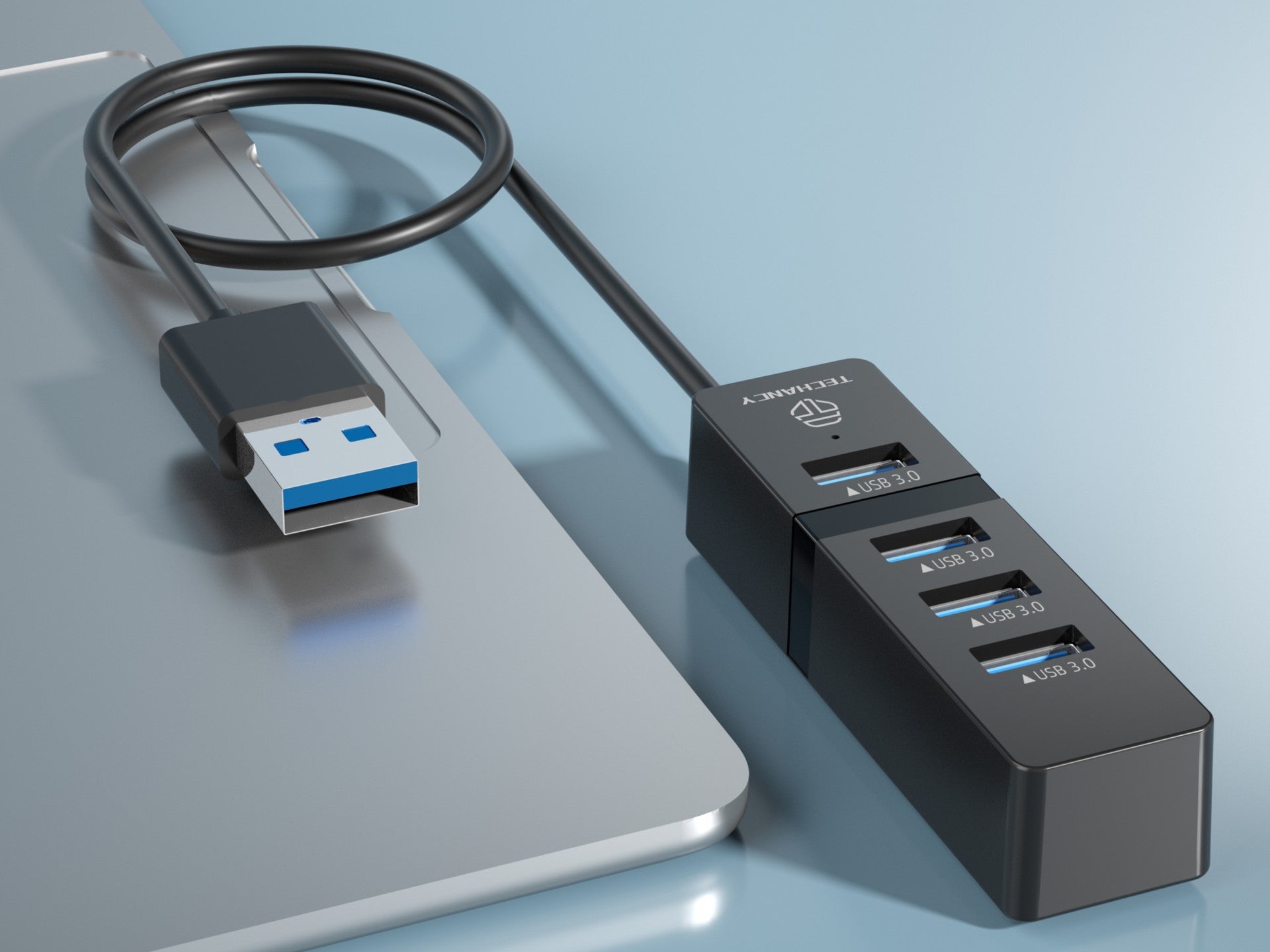 Hub USB Techancy, 4 portas USB 3.0, KT2904, preto