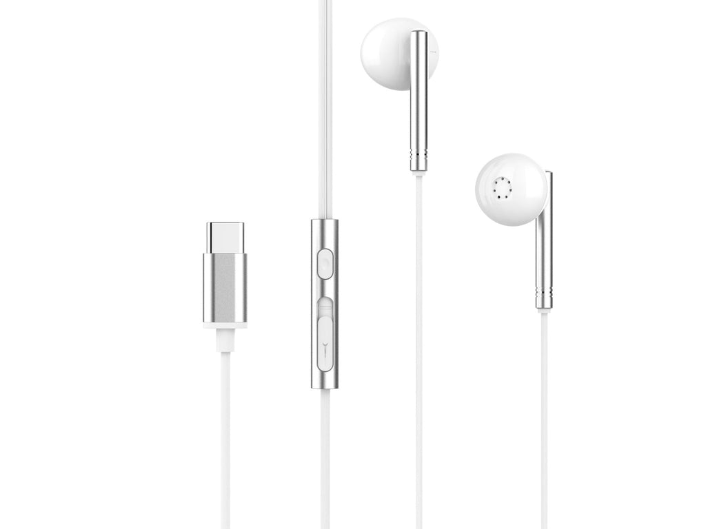 Techancy Auscultadores Estéreo Em Metal Branco TD8090, Porta