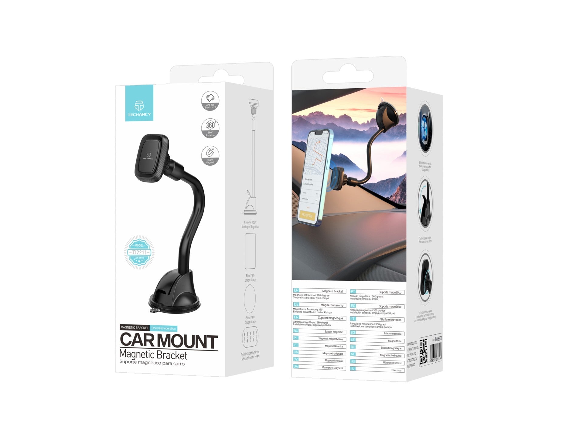Techancy Suporte Magnético Para Telemóvel Car Preto Ti2211, Forte