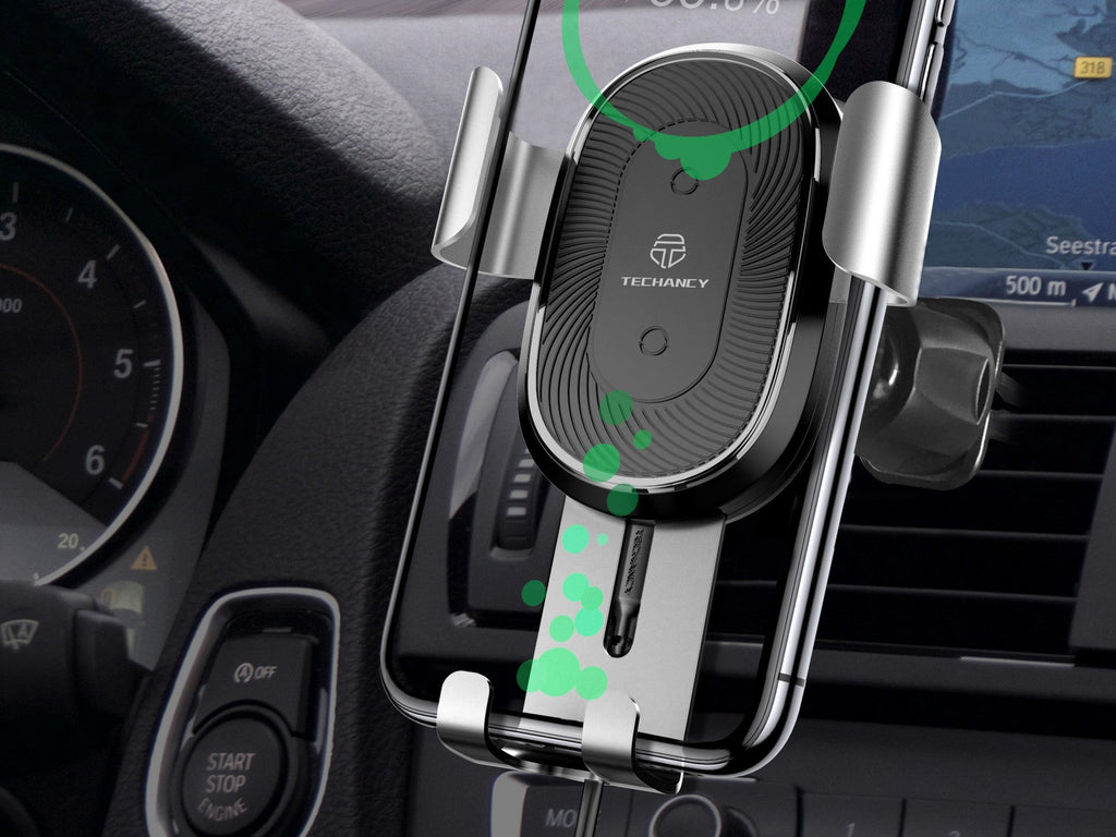 Techancy Suporte Para Telemóvel De Automóvel Com Carregamento Sem Fios