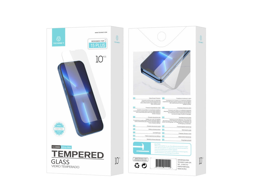 Techancy Película de Vidro Temperado  para iPhone 15 Plus KW1700 ,