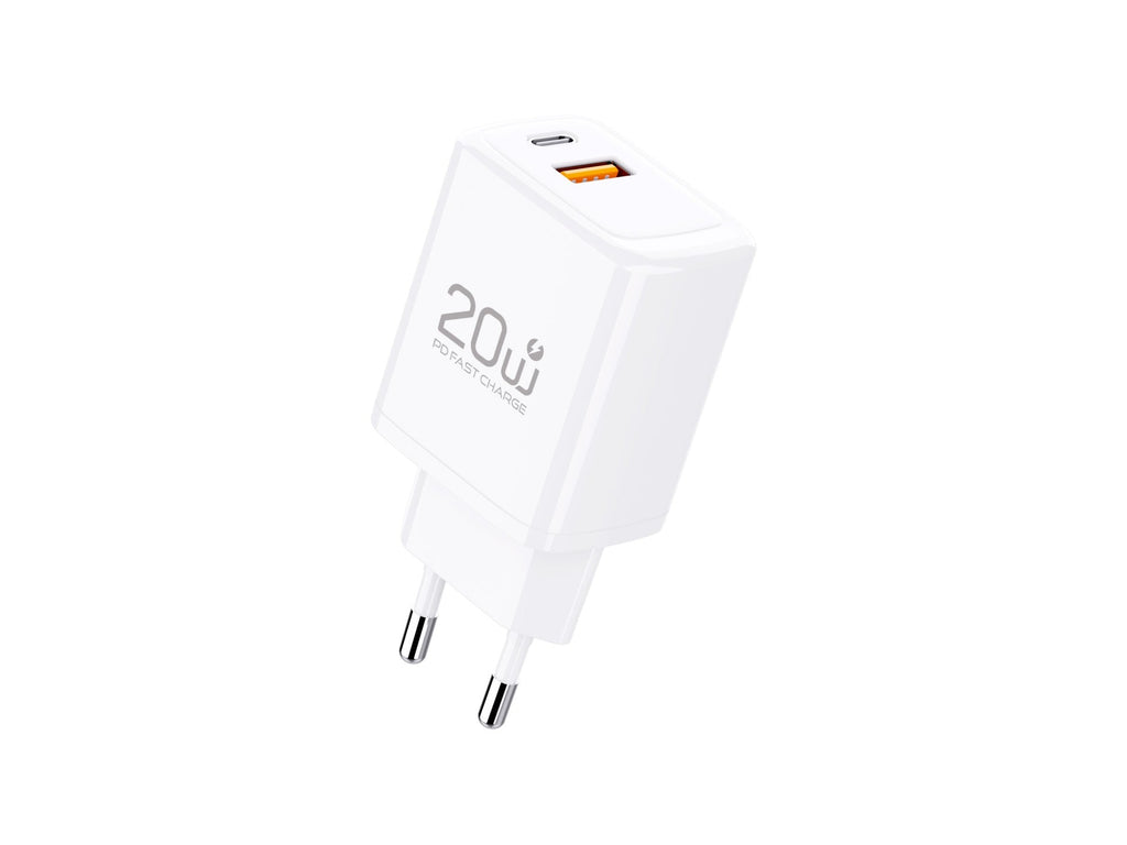 Techancy Carregador TA2825 PD3.0 20W com Duas Portas USB-C e USB-A