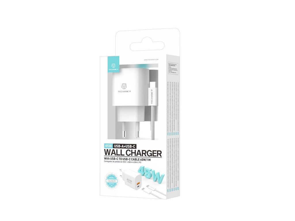 Techancy Încărcător USB-A+USB-C TA2820, 45W PD, cu Cablu USB-C la