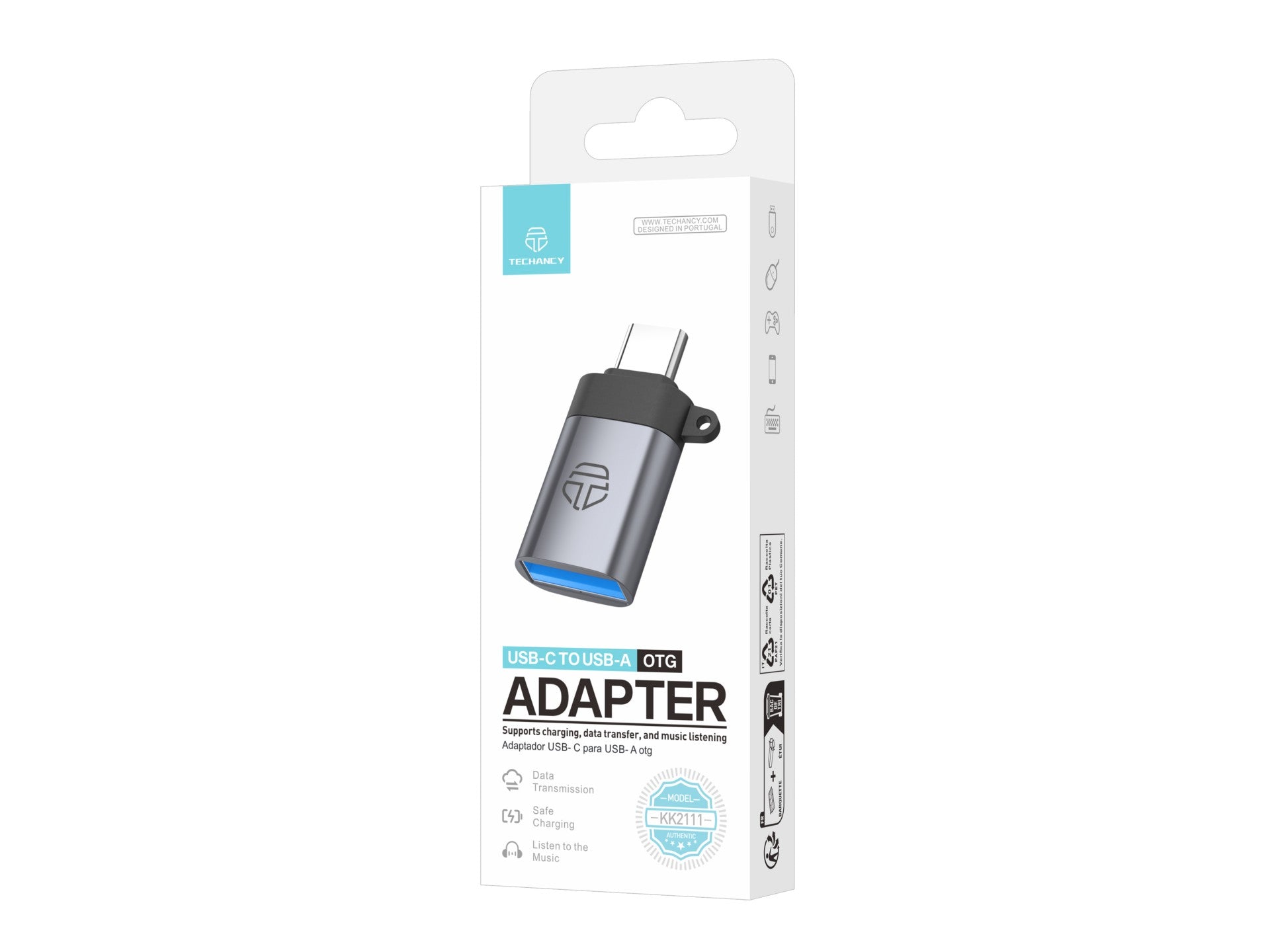 Techancy Adaptador USB-C para USB-A OTG  KK2111, Alta Velocidade de