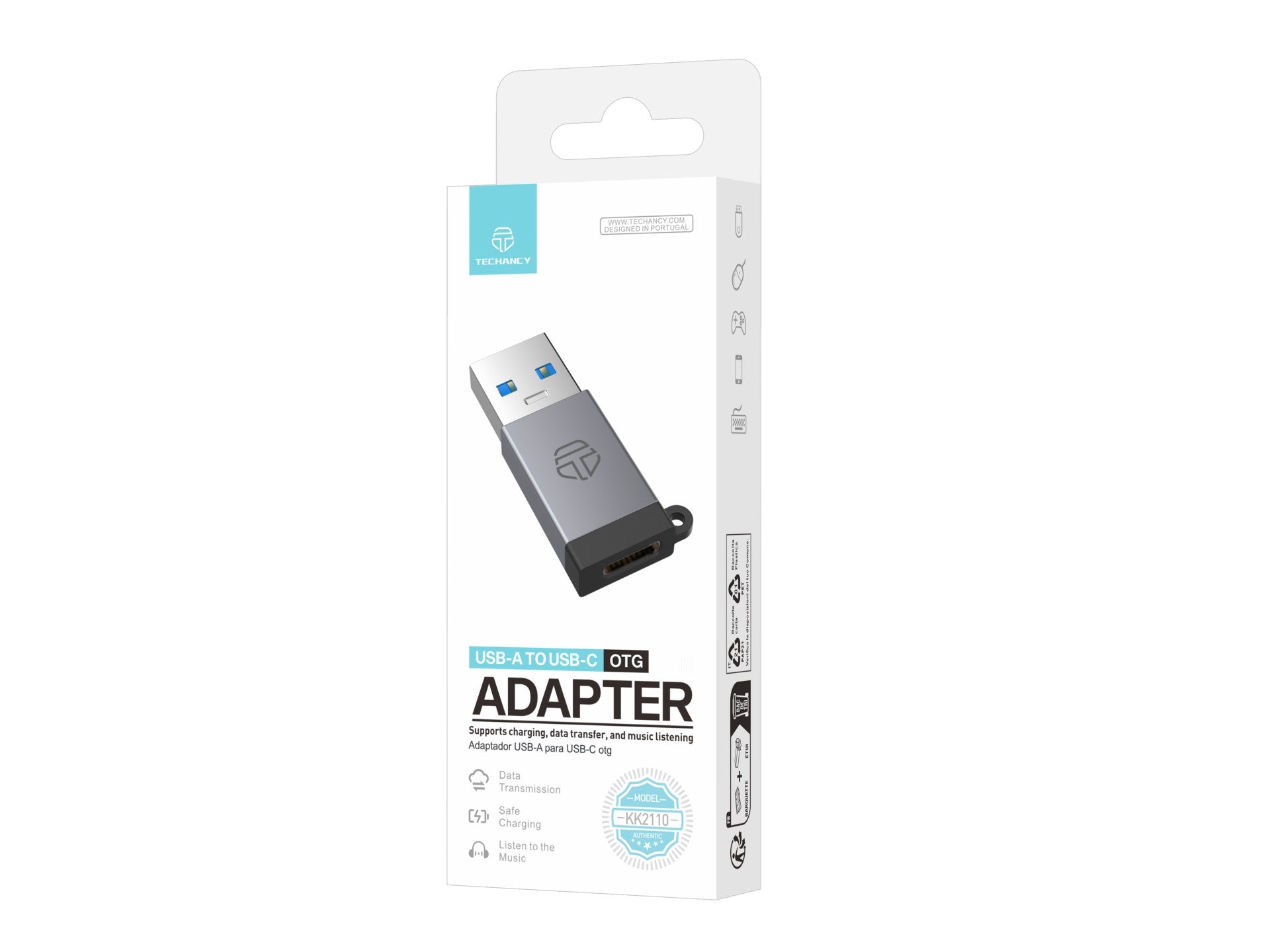 Techancy Adaptador USB-A para USB-C OTG KK2110 , liga de alumínio,