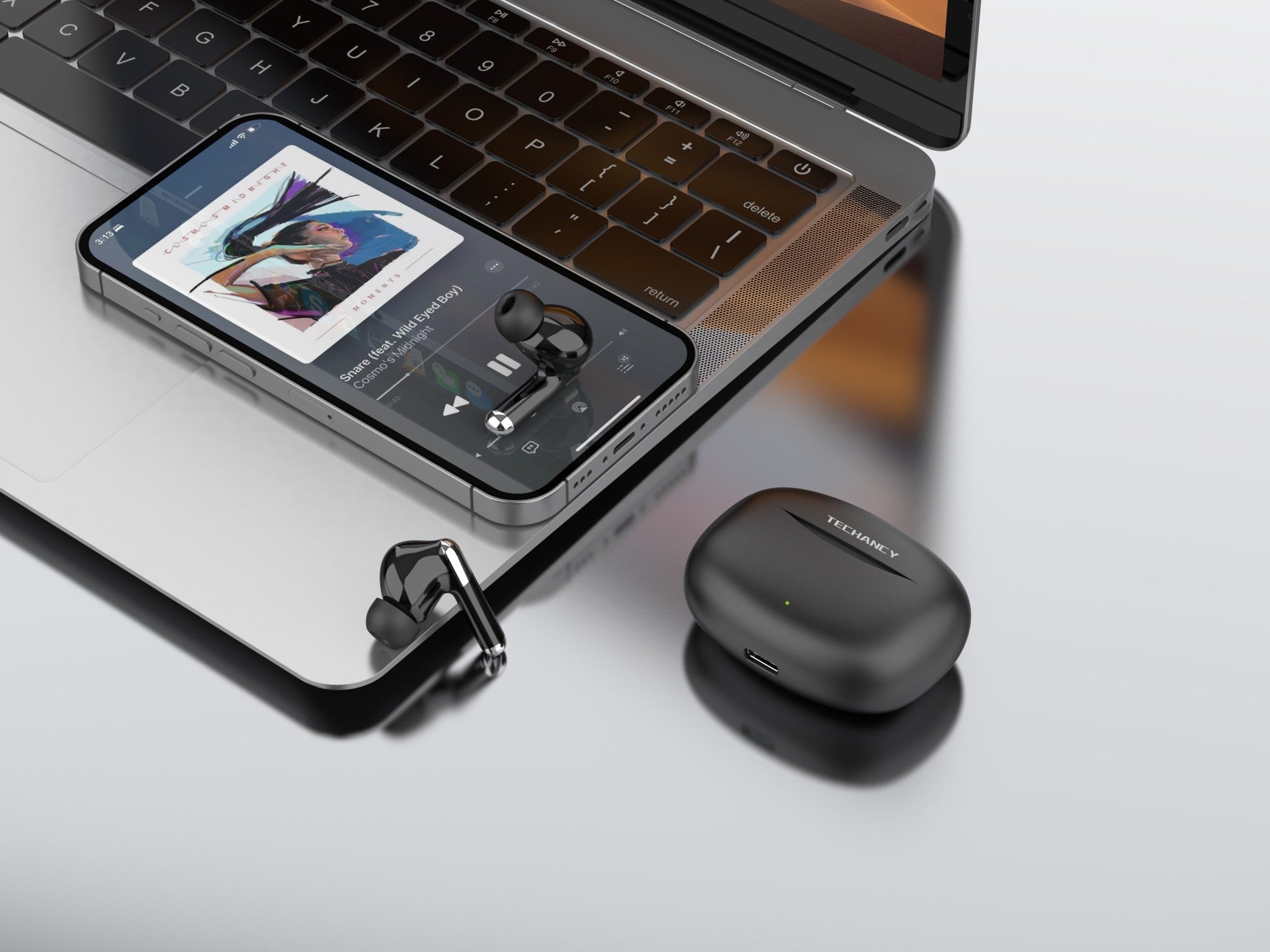 Techancy Auricular TWS KP2712 Sem Fios 5.4 Auricular Bluetooth Porta