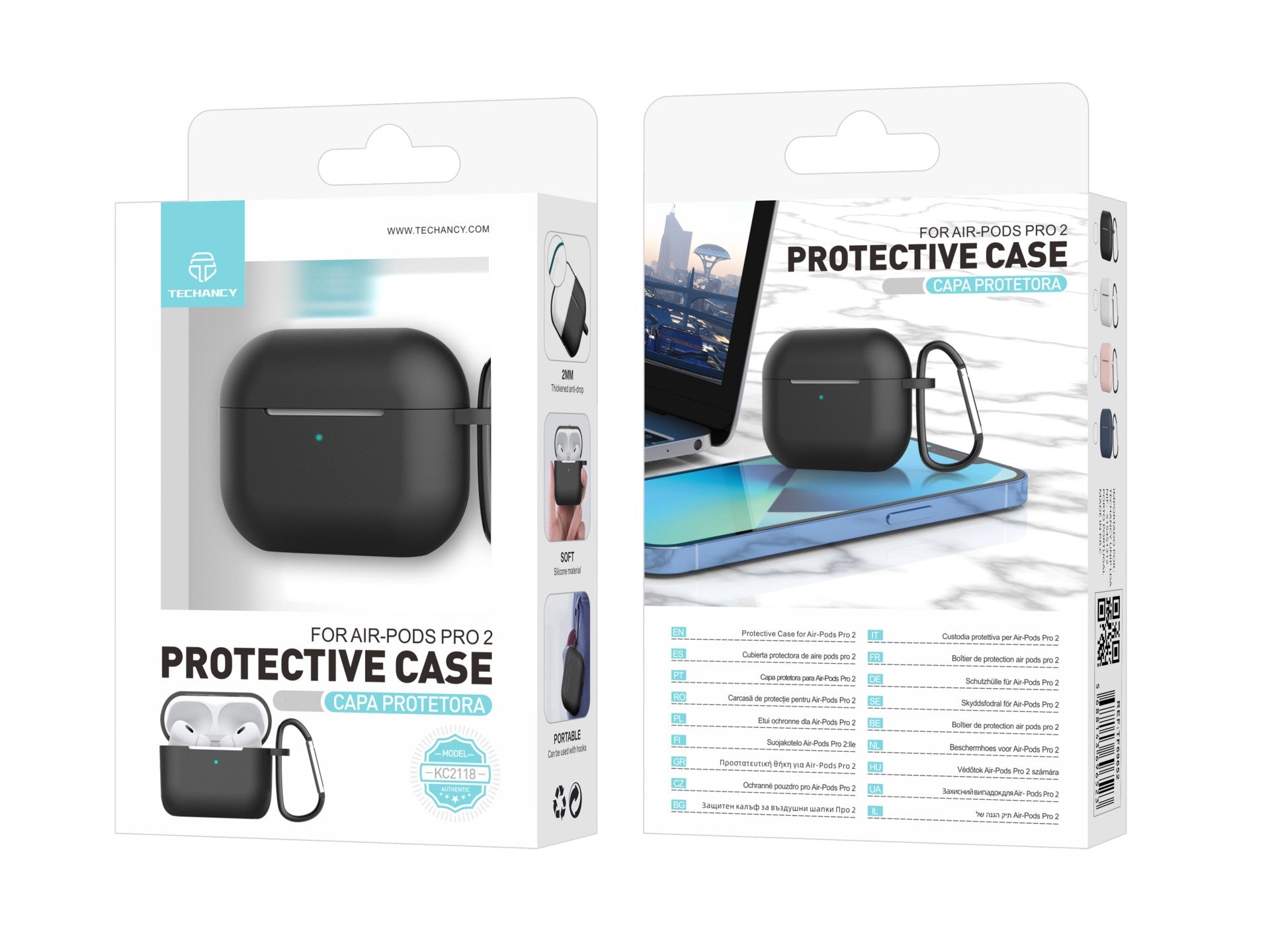 Capa de silicone para auriculares Techancy, KC2118, compatível com