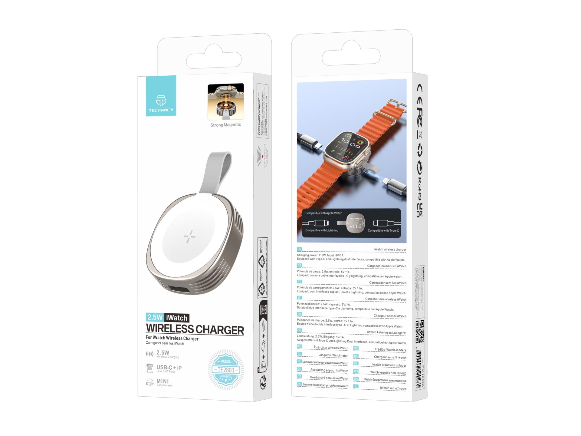 Techancy Carregador Wireless iWatch TF2800 2.5W, iman forte,