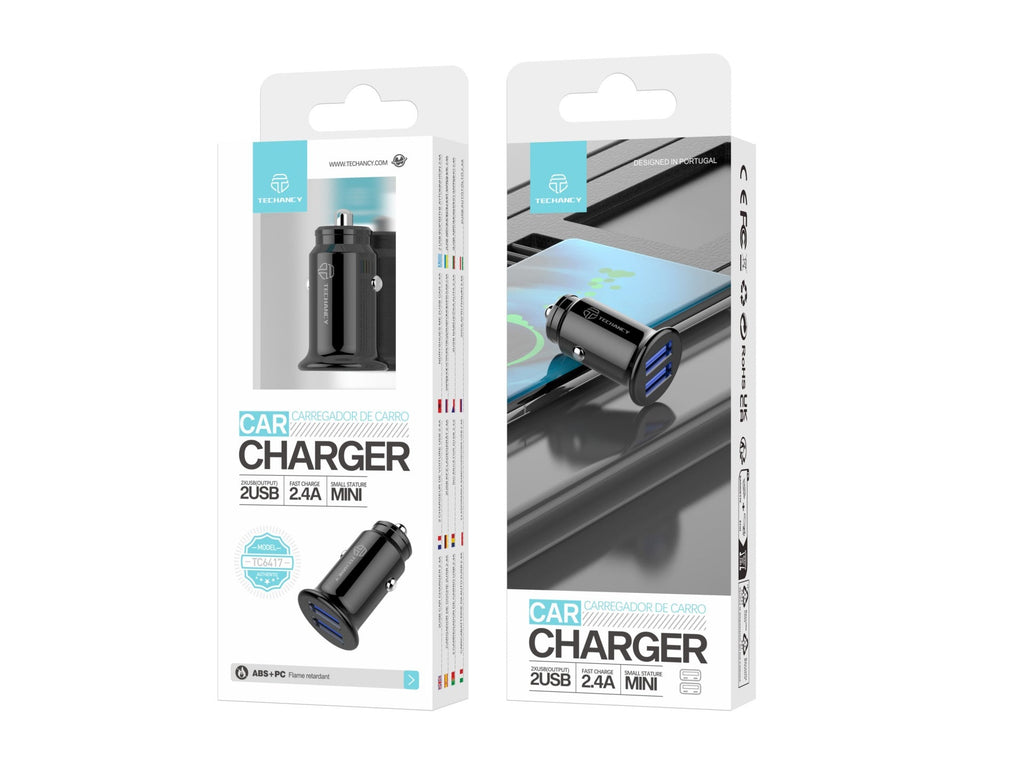 Încărcător auto Mini Techancy TC6417, încărcare 2USB 2.4A,