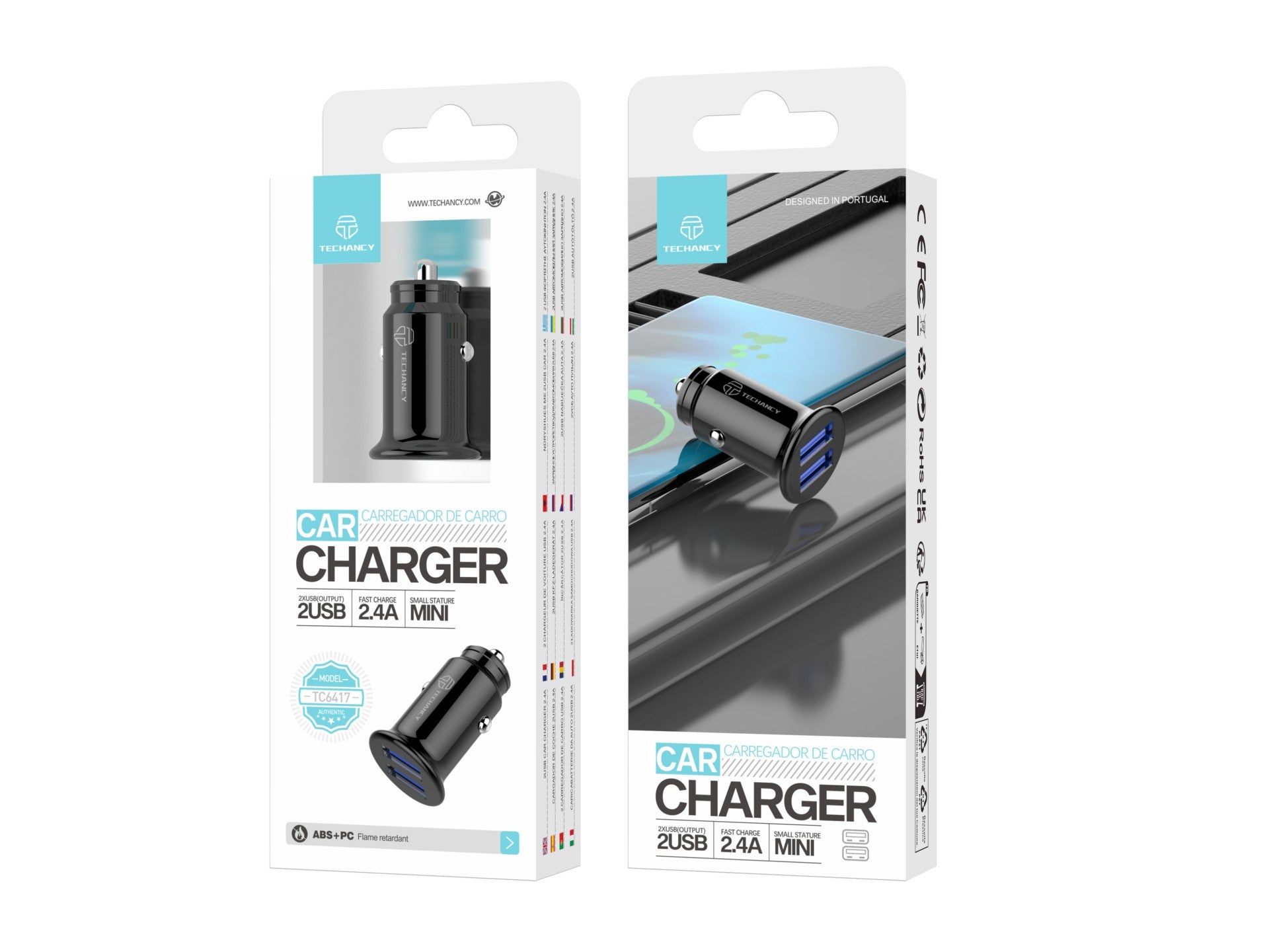 Încărcător auto Mini Techancy TC6417, încărcare 2USB 2.4A,