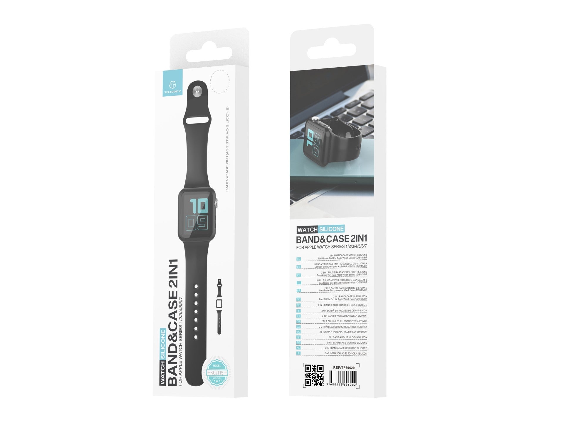 Pulseira de silicone para relógio Techancy, KC2115, com protetor de