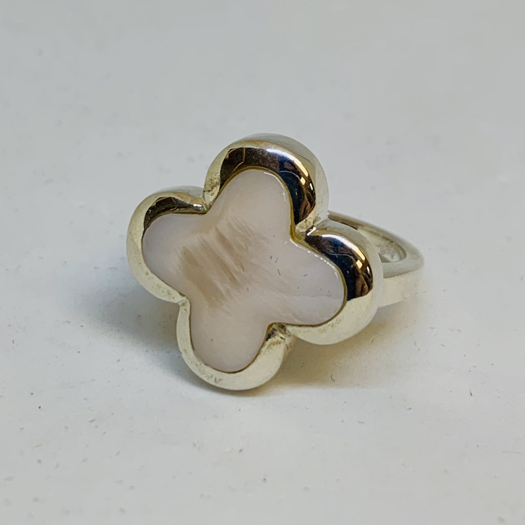 Silver Mother Of Pearl Ring (Flower) - Cart2u.ro