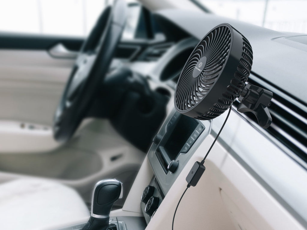 Techancy Ventilador De Carro Usb Preto KL7306, 6 Polegadas, Fluxo De