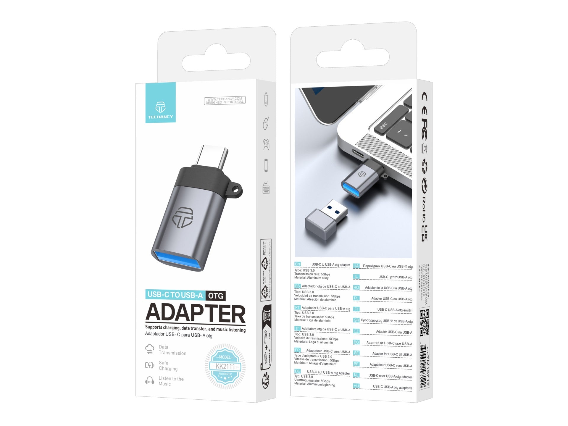 Techancy Adaptador USB-C para USB-A OTG  KK2111, Alta Velocidade de