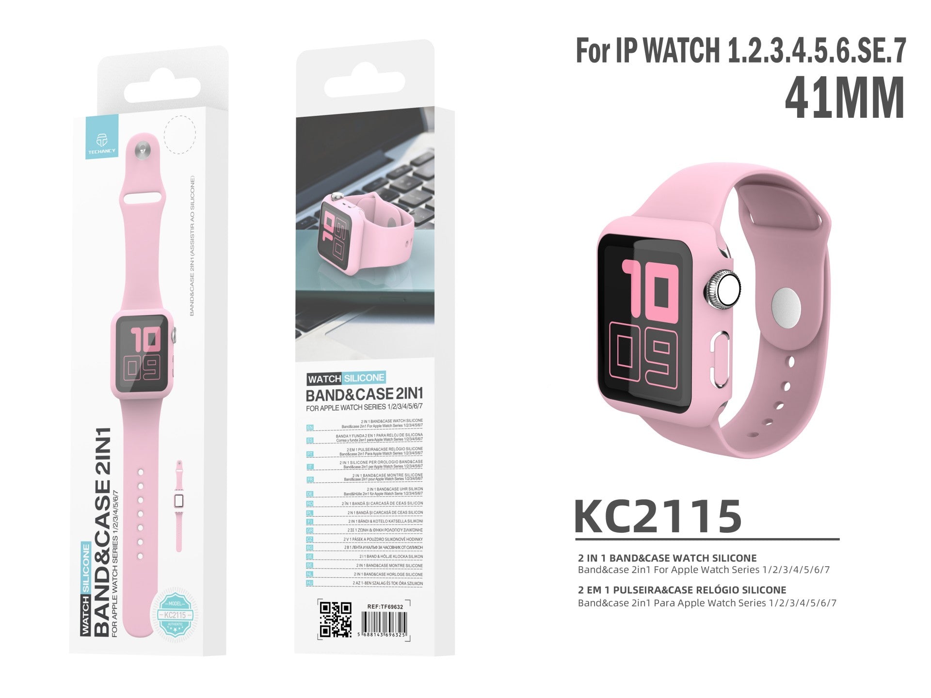 Pulseira de silicone para relógio Techancy, KC2115, com protetor de