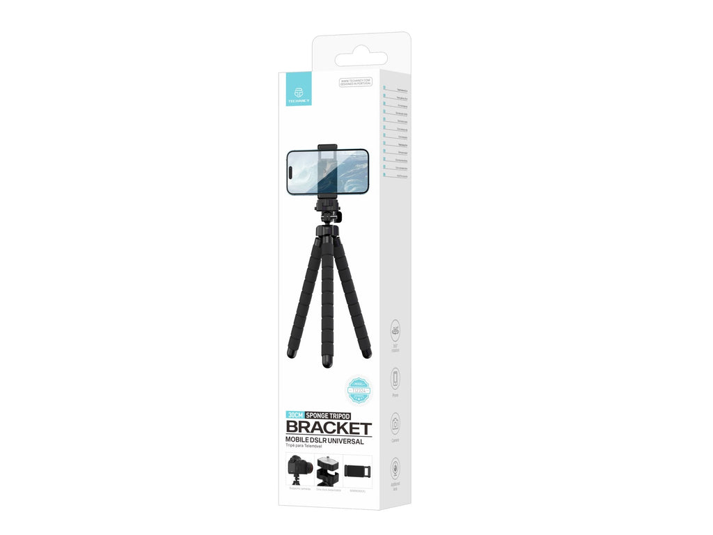 Techancy Tripé De 30 Cm Preto Ti2323, Rotação De 360° Com Pernas