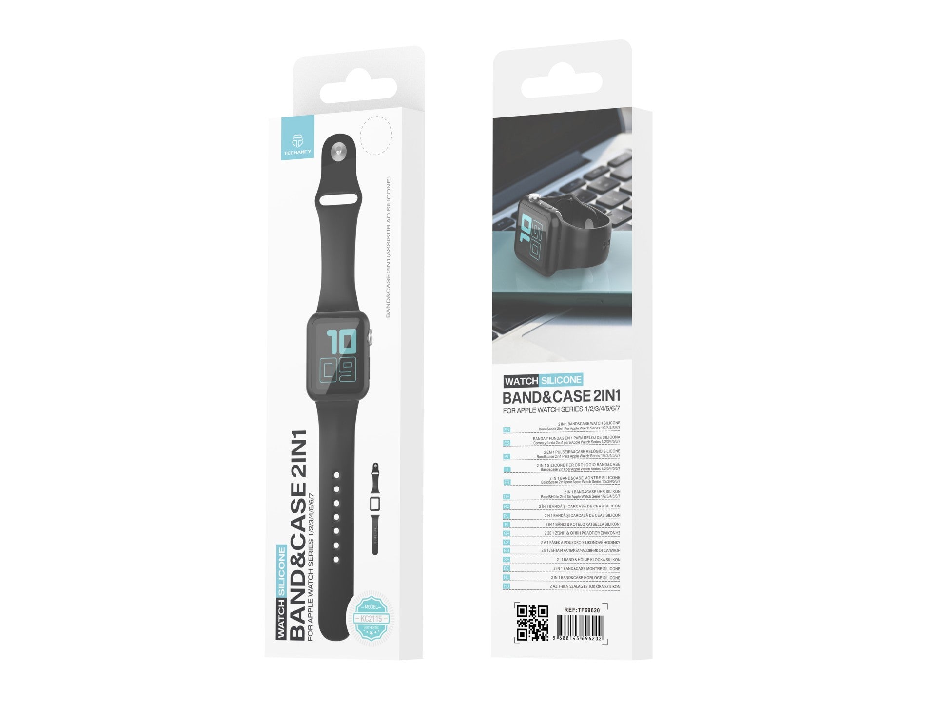 Pulseira de silicone para relógio Techancy, KC2115, com protetor de