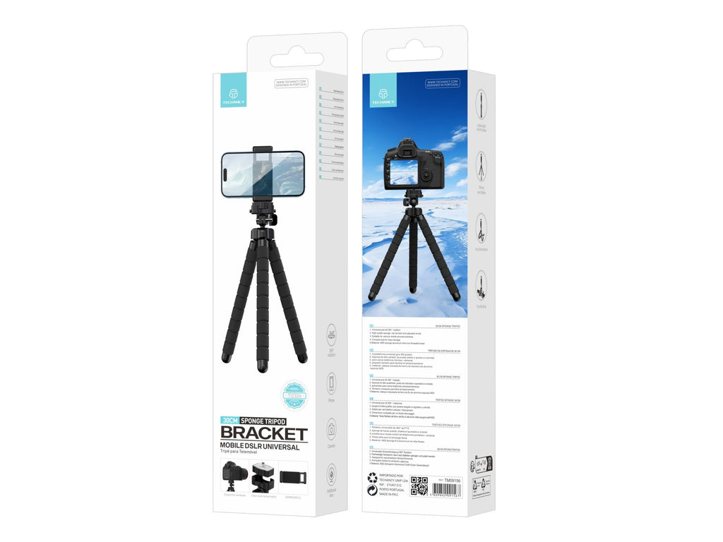 Techancy Tripé De 30 Cm Preto Ti2323, Rotação De 360° Com Pernas