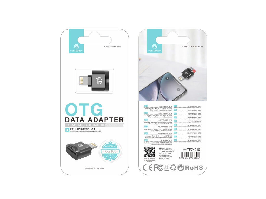 Leitor de cartões SD Techancy, adaptador Micro SD para Lightning,