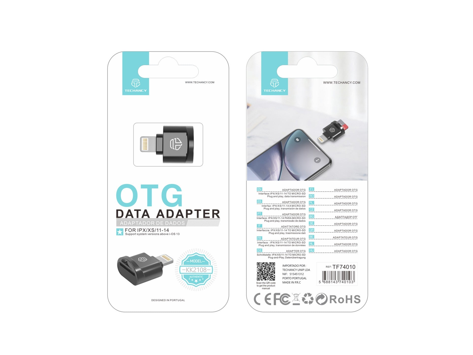 Leitor de cartões SD Techancy, adaptador Micro SD para Lightning,