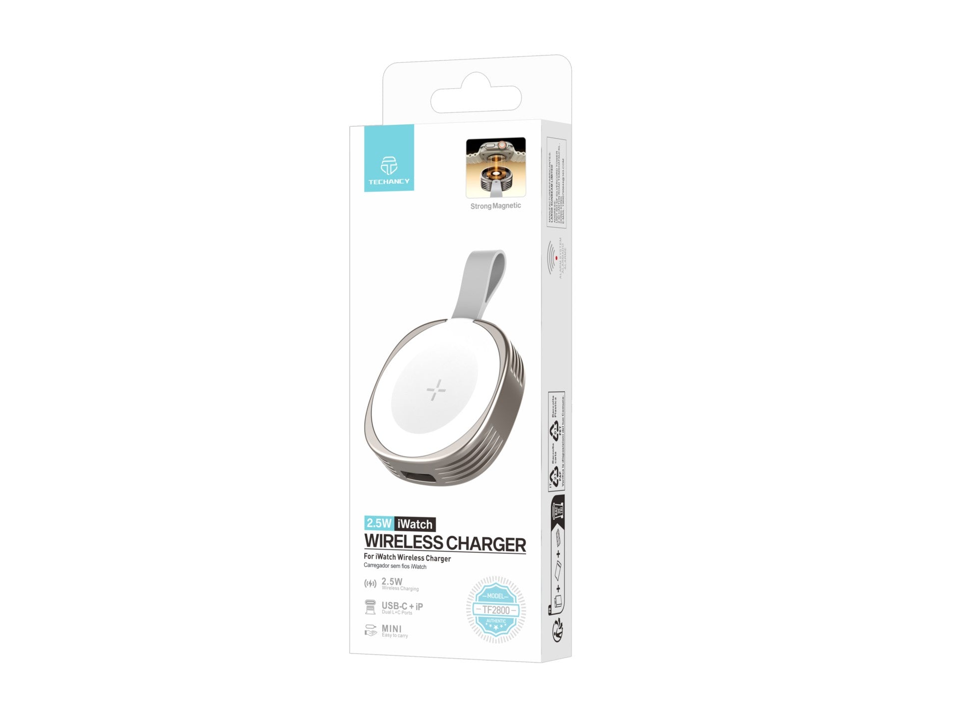 Techancy Carregador Wireless iWatch TF2800 2.5W, iman forte,