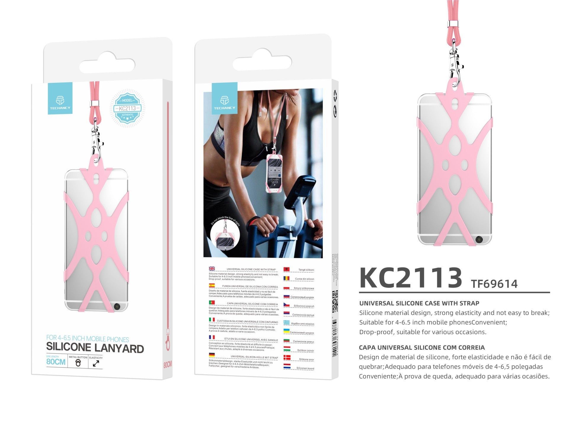 Curea universală din silicon pentru telefon mobil Techancy, 80 cm, KC2113,