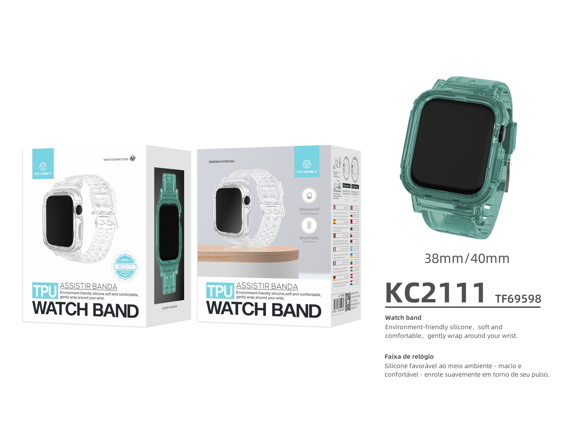 Curea de silicon pentru ceas Techancy, KC2111, compatibilă cu