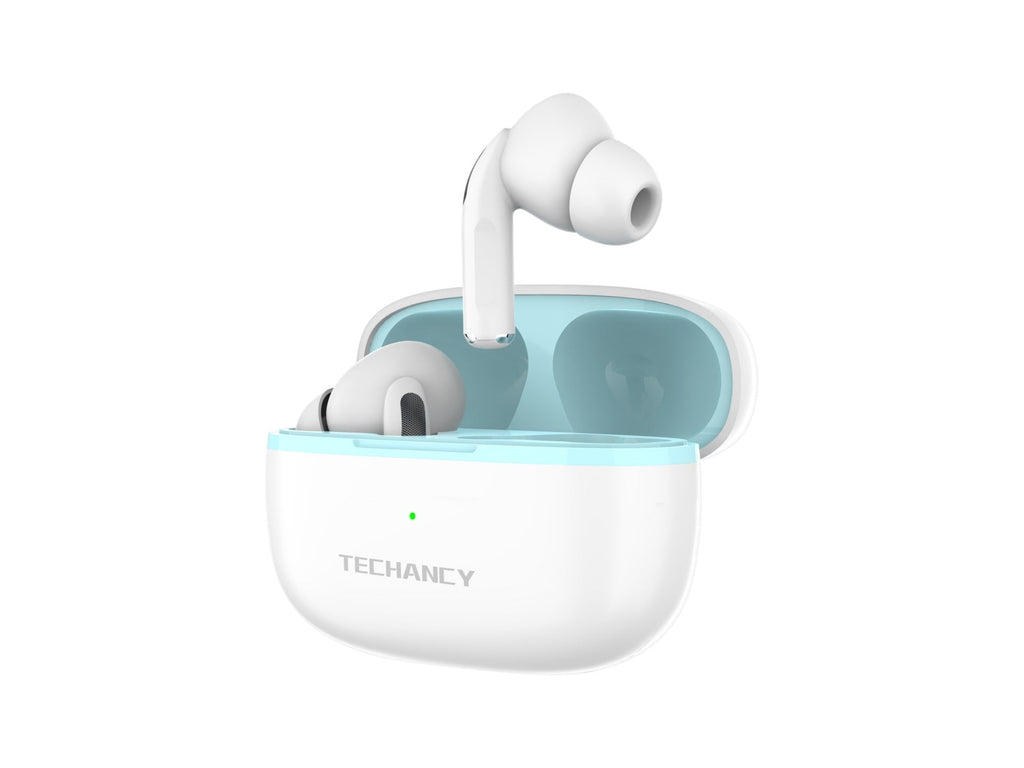 Techancy Auriculares TWS KP2714 Bluetooth 5.3 ligação 10m USB-C 4h de