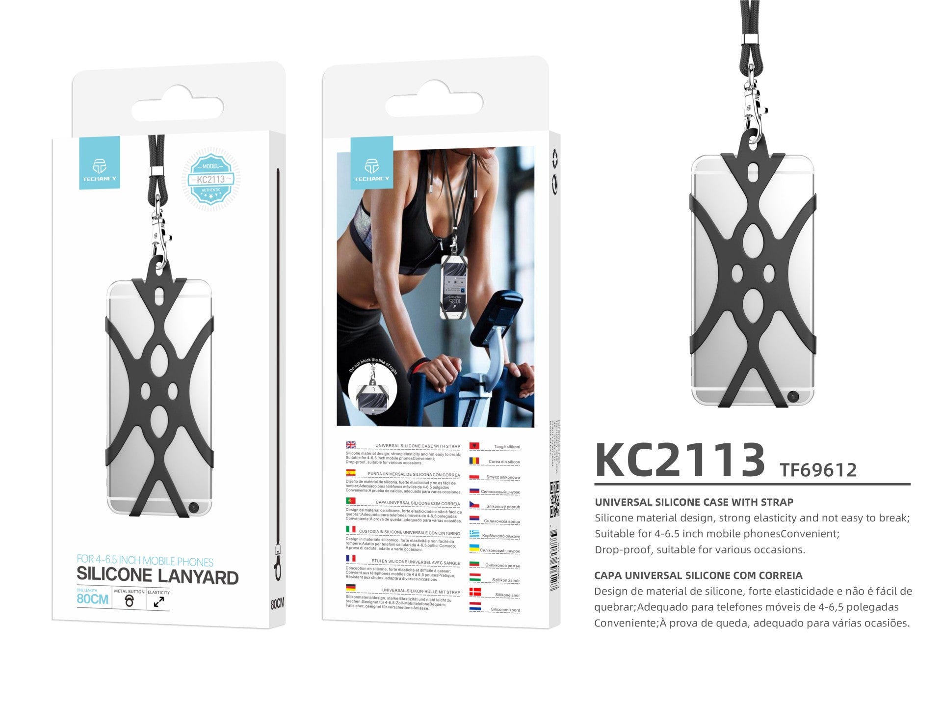 Șnur universal din silicon pentru telefon Techancy, 80 cm, KC2113,