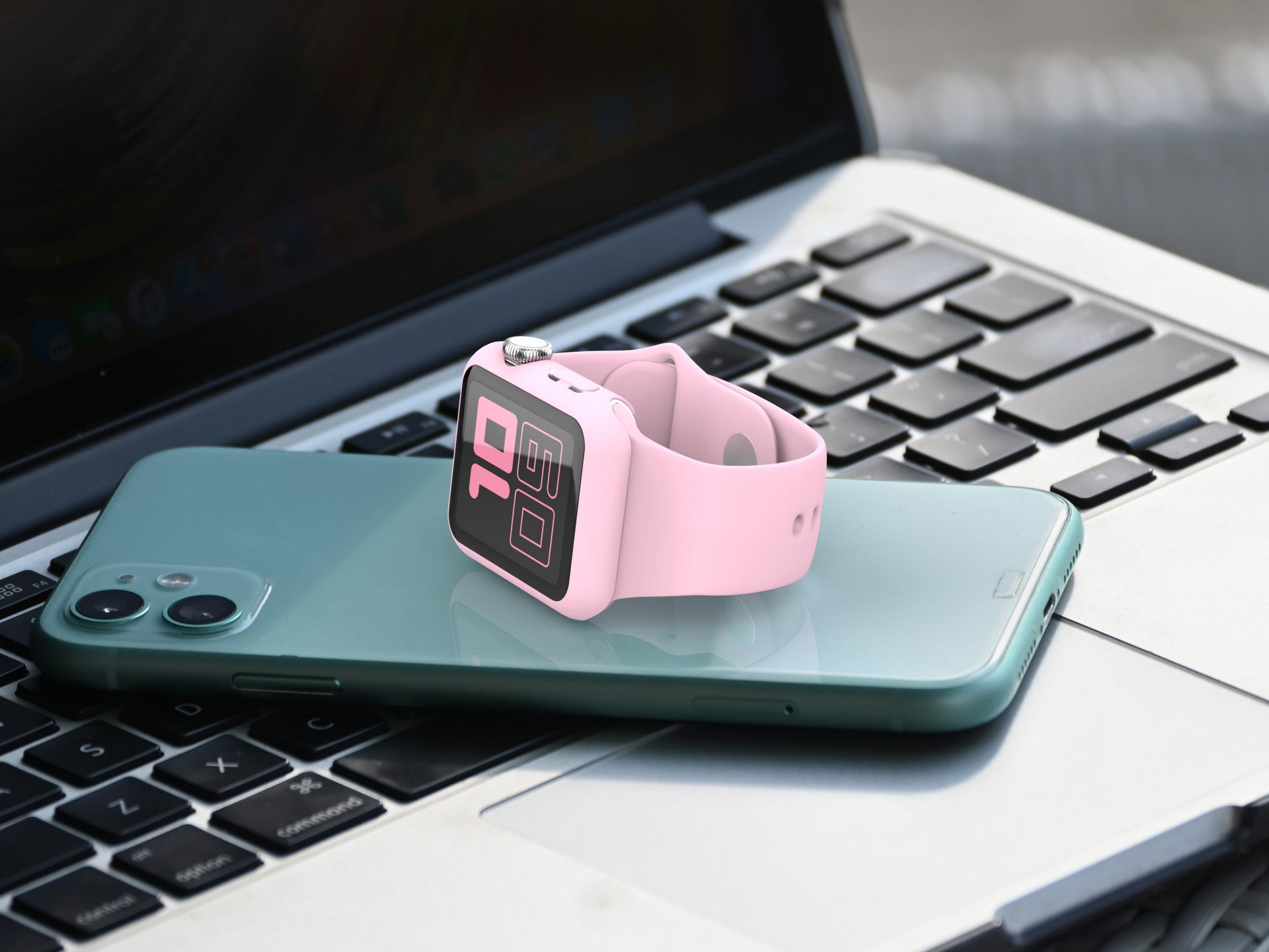 Pulseira de silicone para relógio Techancy, KC2115, com protetor de