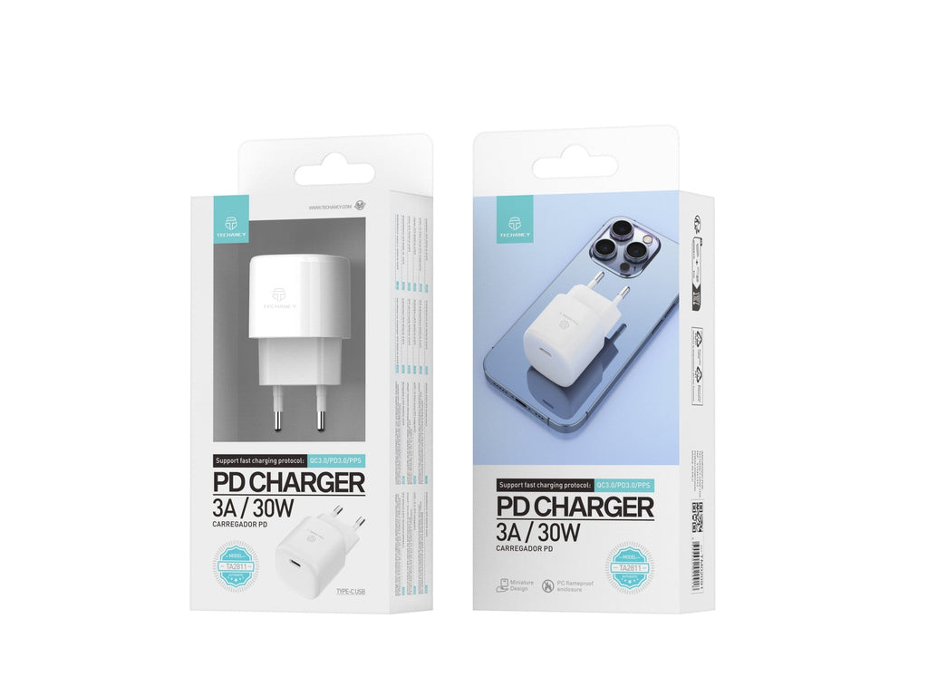 Techancy Carregador Pd De 30w Usb C Branco TA2811, Cabo De