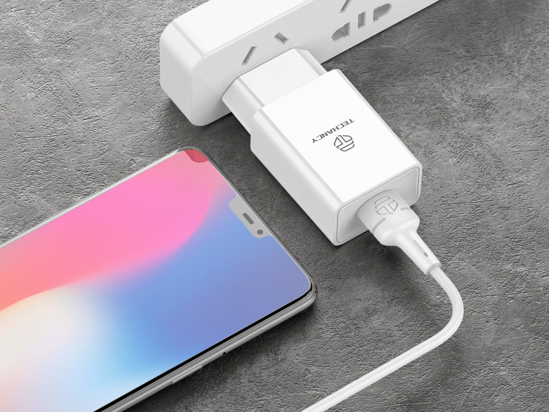 Încărcător de telefon Techancy alb TA2787, Ieșire USB 5v-2.4a