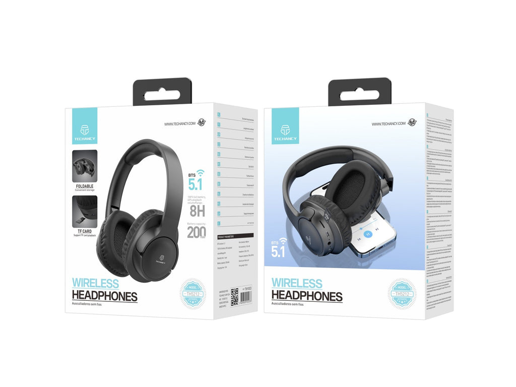 Techancy Auscultadores Sem Fios TH5212, Reprodução De Música 8h,