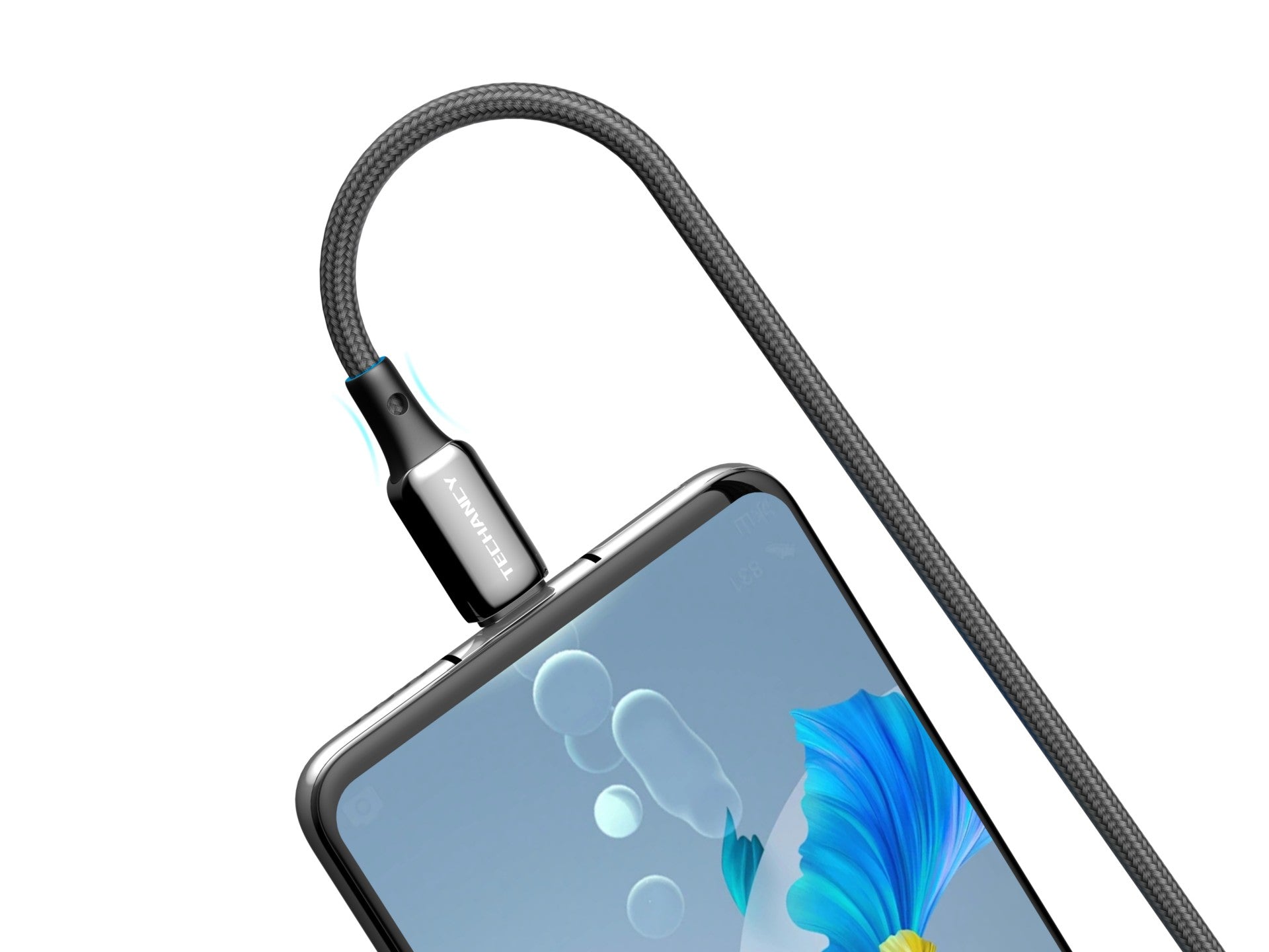 Cablu USB-C la USB-C Techancy TB1802, 60W, 1m, Negru, Conector
