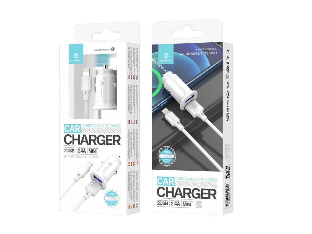 Techancy Încărcător Auto Mini TC6408, Încărcare 2USB 2.4A,