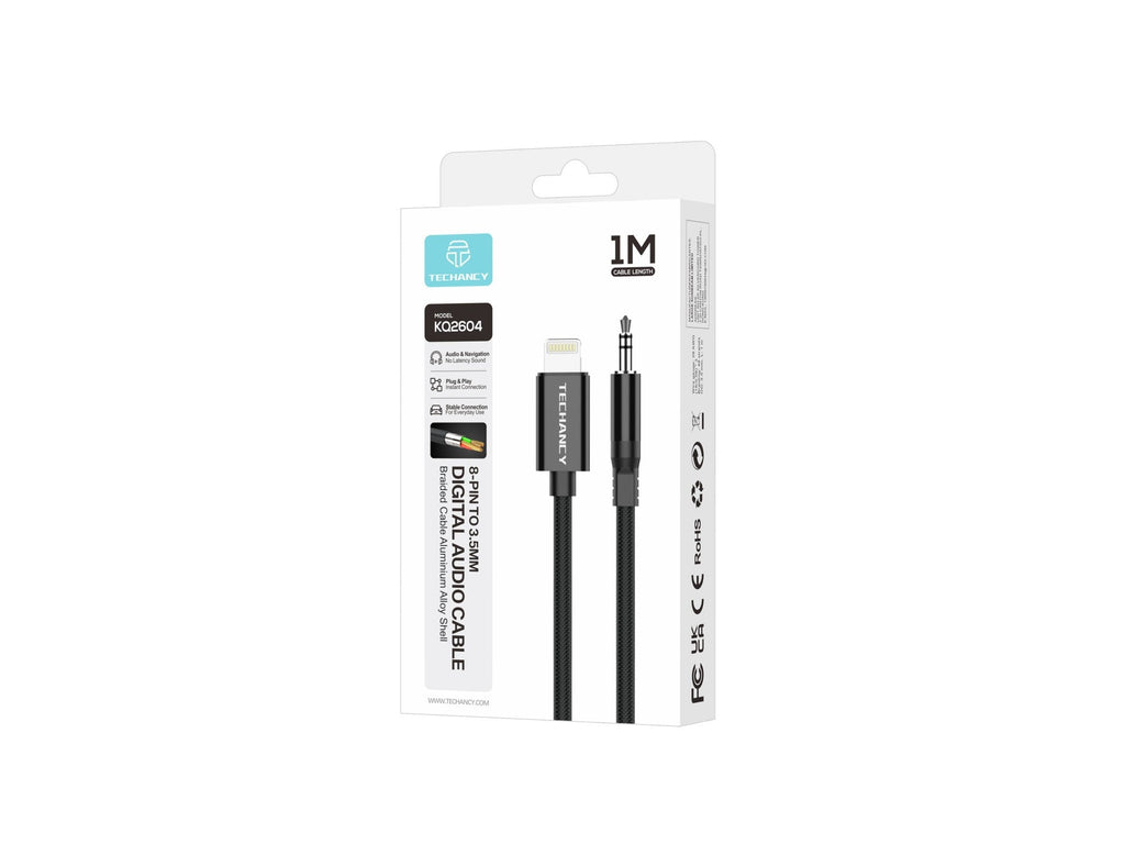 Techancy Cabo Audio Digital KQ2604 8-Pin para 3.5mm, 1M, Trancado,