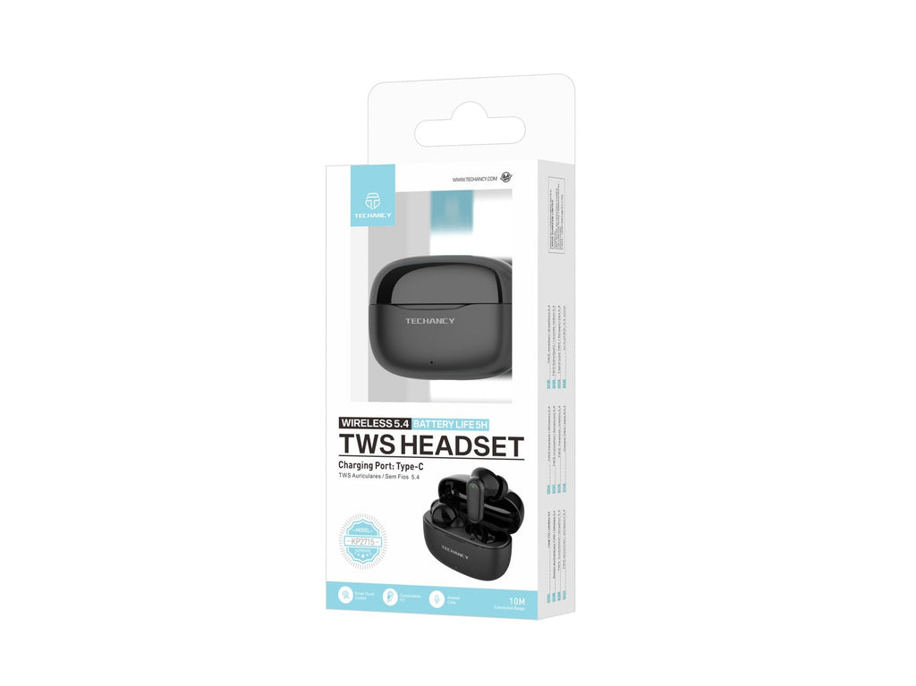 Techancy Auriculares Bluetooth TWS Wireless 5.4 KP2715 Microfone HD