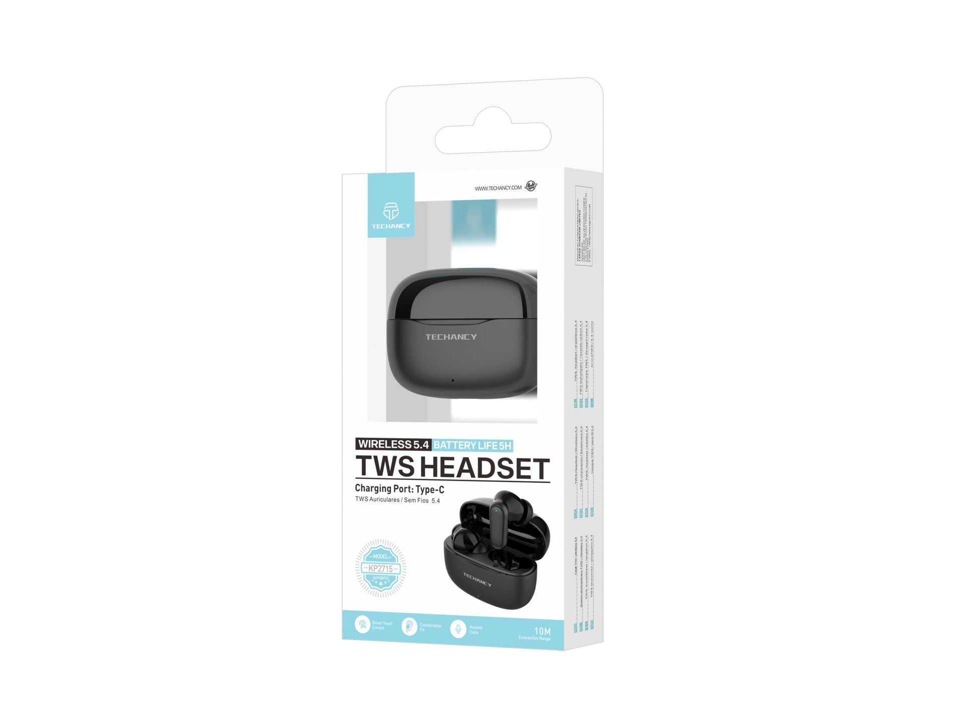Techancy Auriculares Bluetooth TWS Wireless 5.4 KP2715 Microfone HD