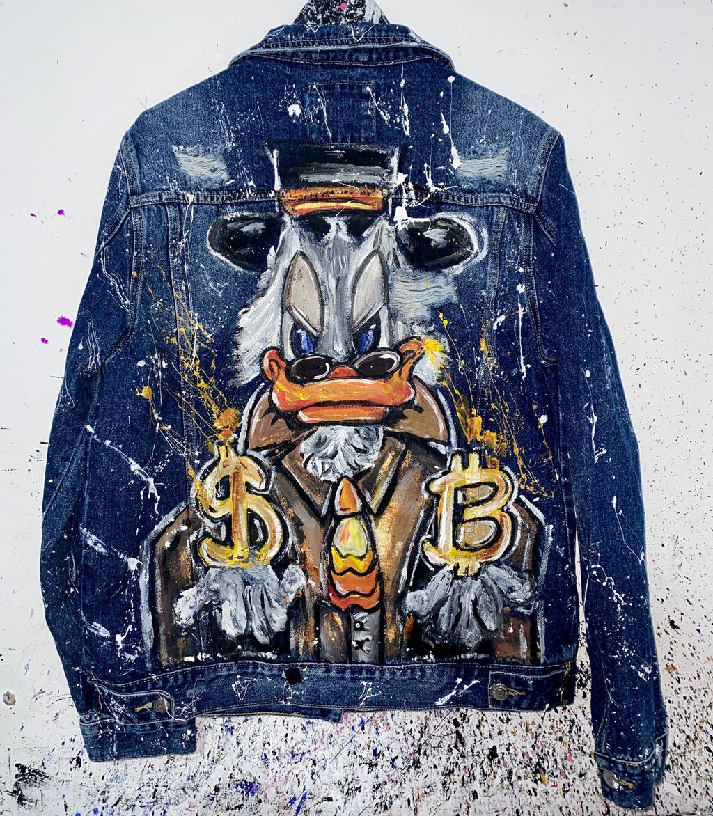 Jachetă Denim Money Duck - Handpainted Premium Allabout_painting