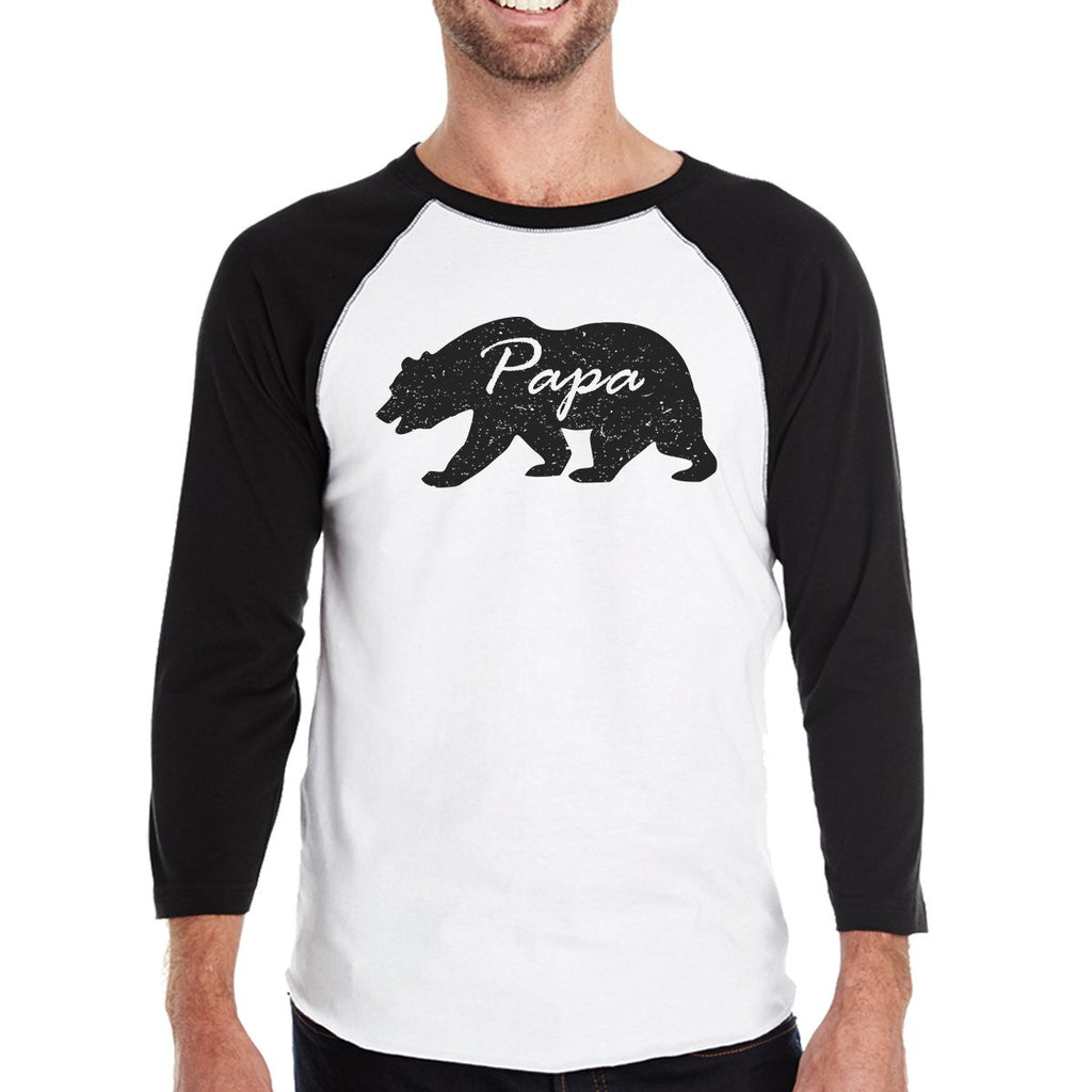 Papa Mama Baby Bears Mens Black And White Baseball - Cart2u.ro