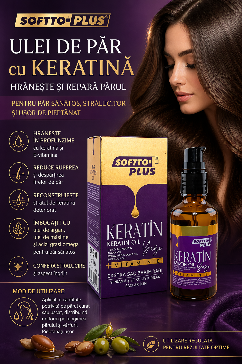 Ulei de Păr cu Keratină - Hrănește și Repară Părul CRABLAND