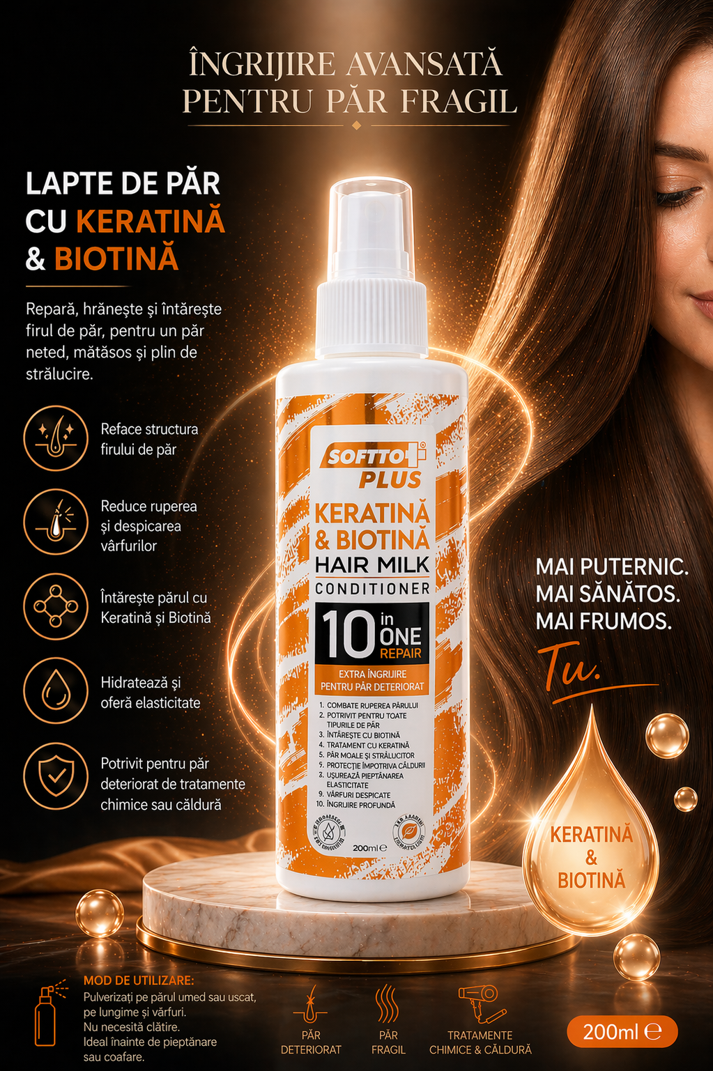 Lapte de Păr cu Keratină și Biotin – Îngrijire Avansată pentru Păr Fragil CRABLAND