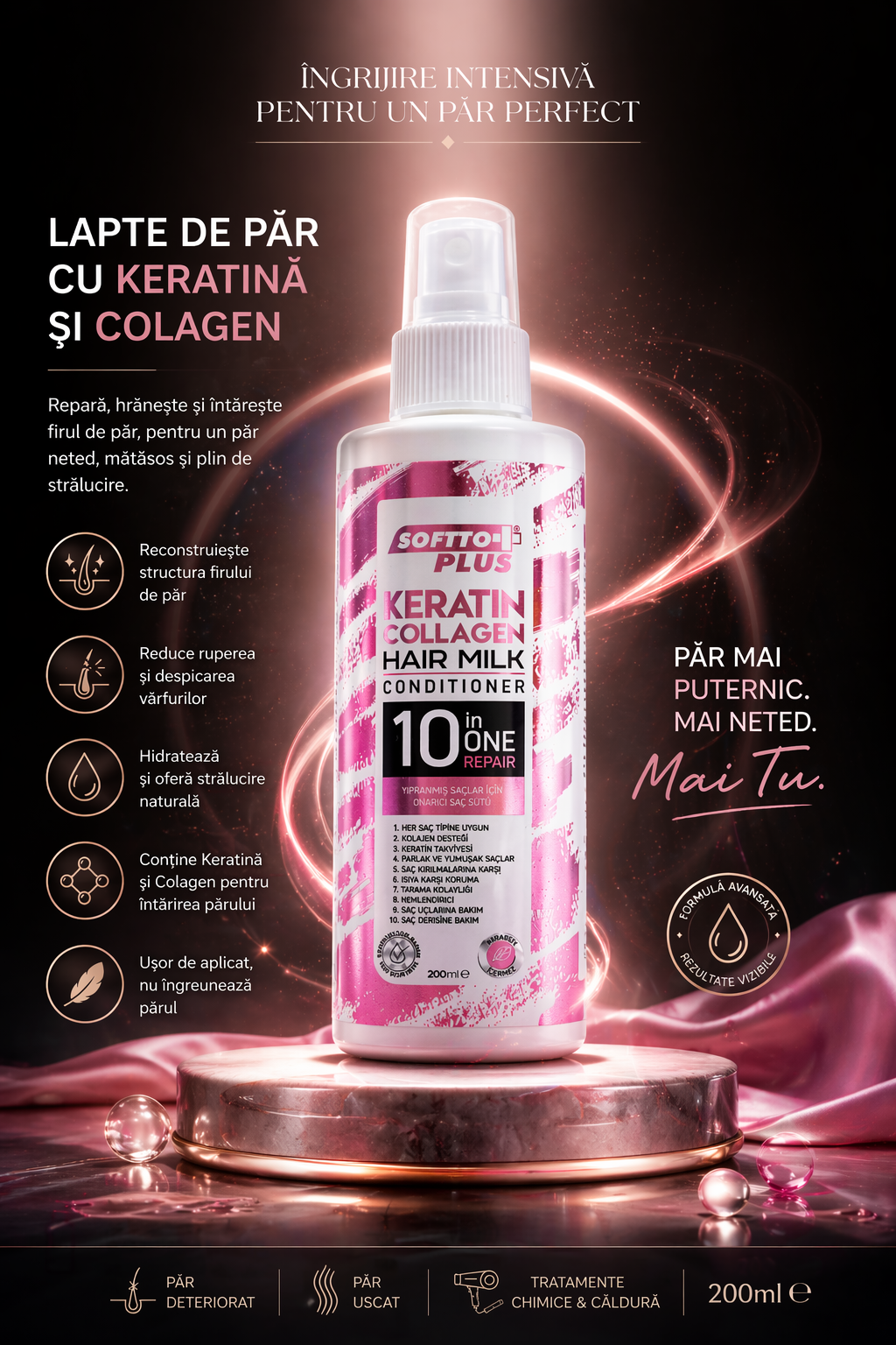 Lapte de Păr cu Keratină și Colagen – Îngrijire Intensivă CRABLAND