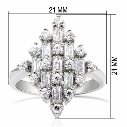 LO2061 - Inel din alamă placată cu rodiu, cu zirconiu cubic de grad AAA, în variantă transparentă