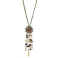 LO4215 - Antique Copper Brass Chain Pendant with Synthetic Onyx in